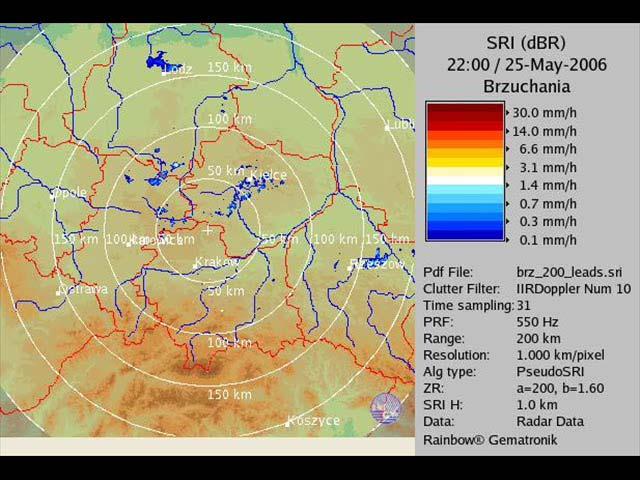 Rainfall data, from the radar station located nearby Kraków, sampled every 10 minutes Clouds over Africa, from