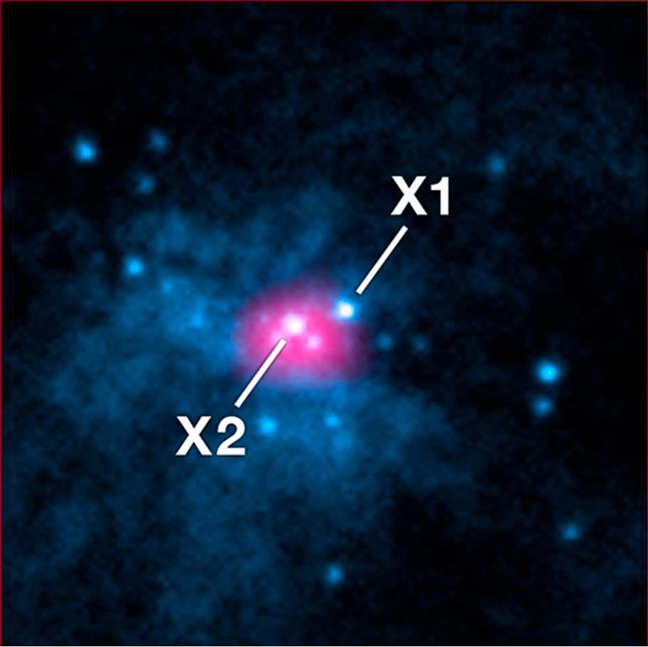 A neutron star comsuming material from an adjacent star.