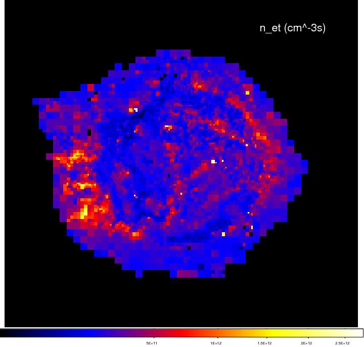 X-RAY EMISSION AS A PROBE OF EJECTA COMPOSITION fitted ionization age (net) indicates that most X-ray bright regions were shocked ~ 20-200 yr ago Region with highest