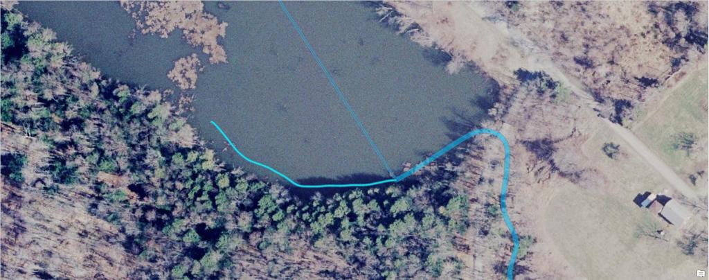 3. Section 4b example stream mapped in waterbody Mapped stream lies completely within water.
