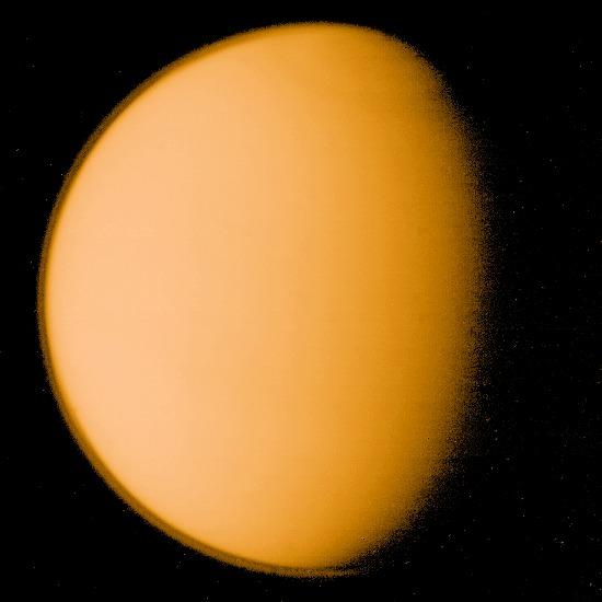 Titan Only moon with dense atmosphere, 1.