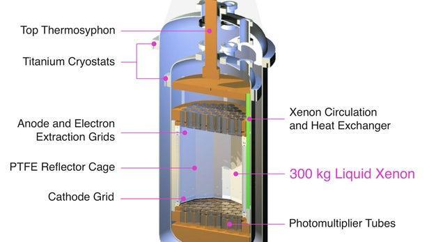 The Liquid Underground Xenon experiment uses about 100 kg of liquid xenon in the Homesake Mine in South Dakota.