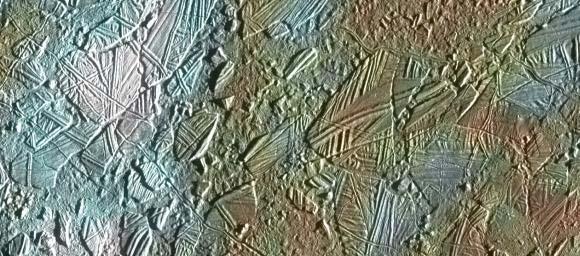 The Surface of Europa 27km diameter impact crater ridges Impact craters