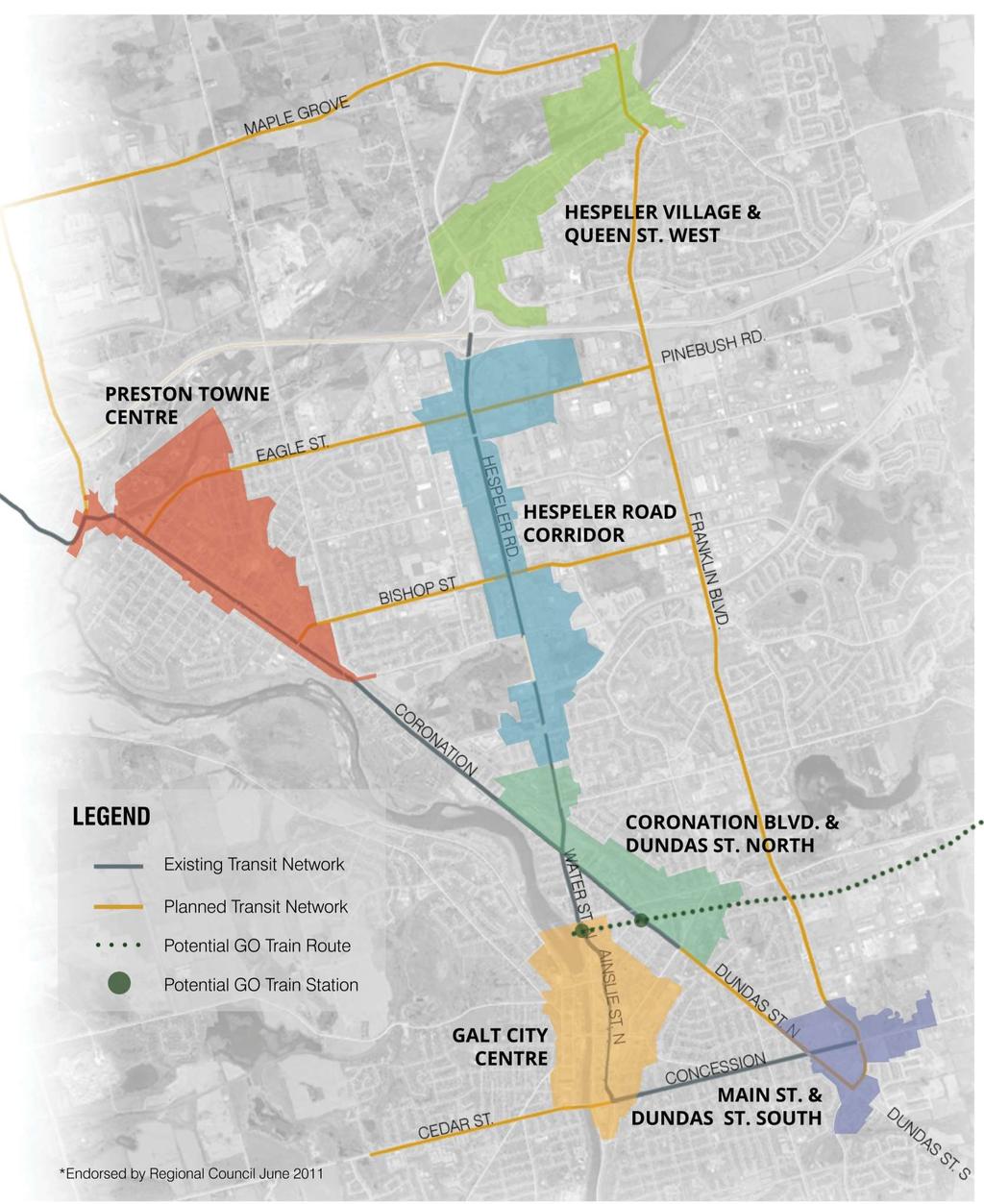 SECONDARY PLAN PURPOSE AND PROCESS The purpose of this project is to prepare secondary plans for the City s main intensification areas: Galt City Centre Preston Towne Centre Main St. and Dundas St.