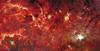 2 STARS Shown on the right is an infra-red image of the centre of the Milky Way, revealing a new population of massive stars.