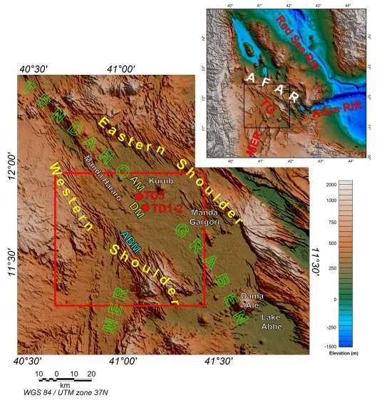 Geological setting The Alalobeda geothermal field is located along the western margin of the Tendaho Graben (Afar, Northern Ethiopia) In this region, the Red Sea Rift, the Gulf of Aden Rift and the