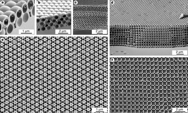 Si 3D photonic crystals 1. Colloids stack in fcc crystals 2. Silicon infilling with CVD 3.
