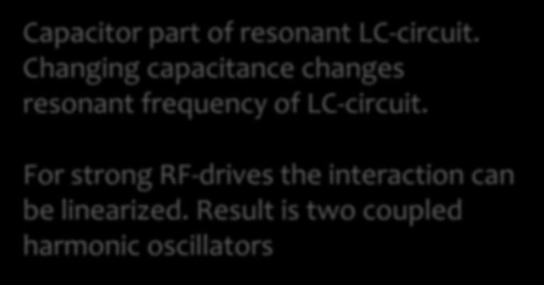 Changing capacitance changes resonant frequency of LC-circuit.