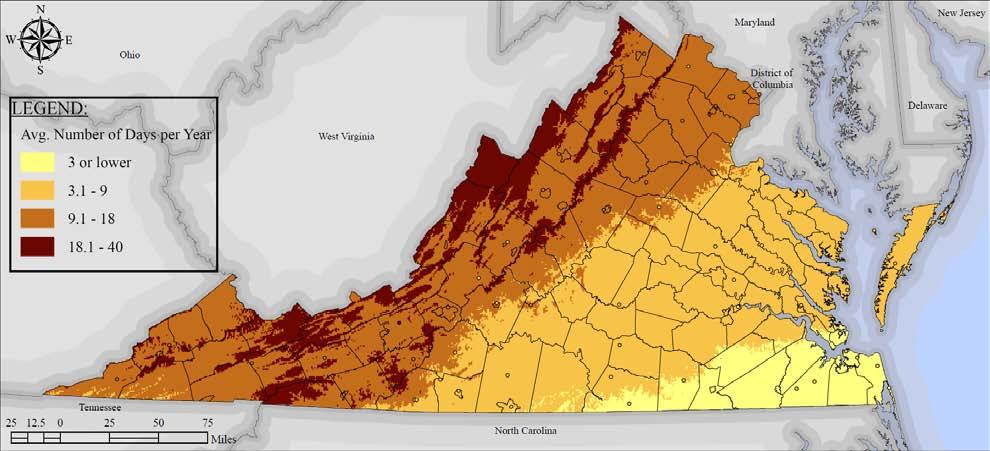 Appendix B: Climate Data Example In a previous project for the Virginia Department of Emergency Management, CGIT developed climate maps using a regression fitting technique based on historical