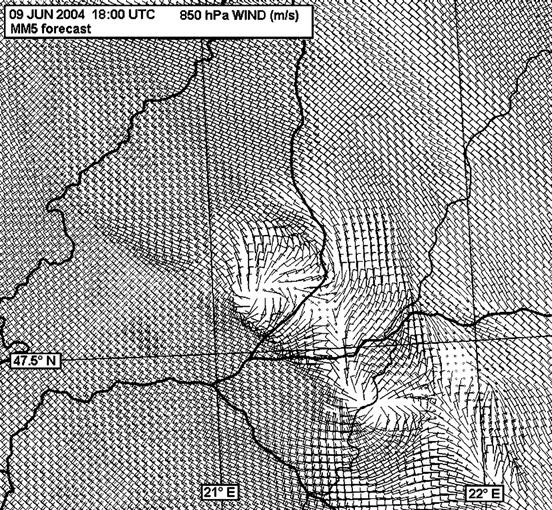 130 N. Strelec Mahović et al. / Atmospheric Research 83 (2007) 121 131 Fig. 11. Hourly accumulated precipitation forecast by MM5 for 09 June 2004 valid at (a) 14:00 UTC, (b) 16:00 UTC, (c) 18:00 UTC.