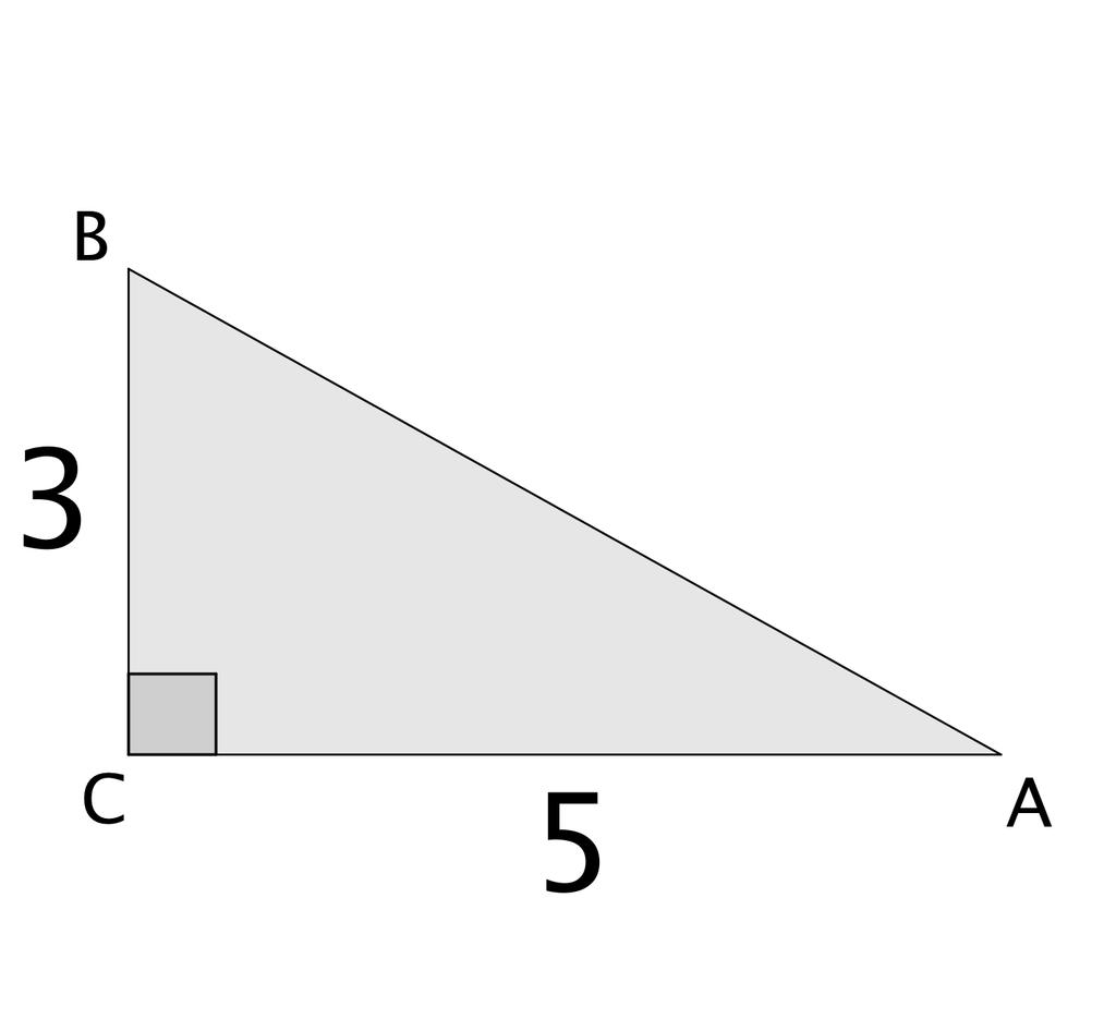 Problems: 1) Suppose f () = + 5 7. a) Find f ( + h) f (). Simplify completely. h b) f ( f (4)). ) For the triangle at right, find sin A, cos A, tan A, csc A, sec A, and csc A, and and cot A.