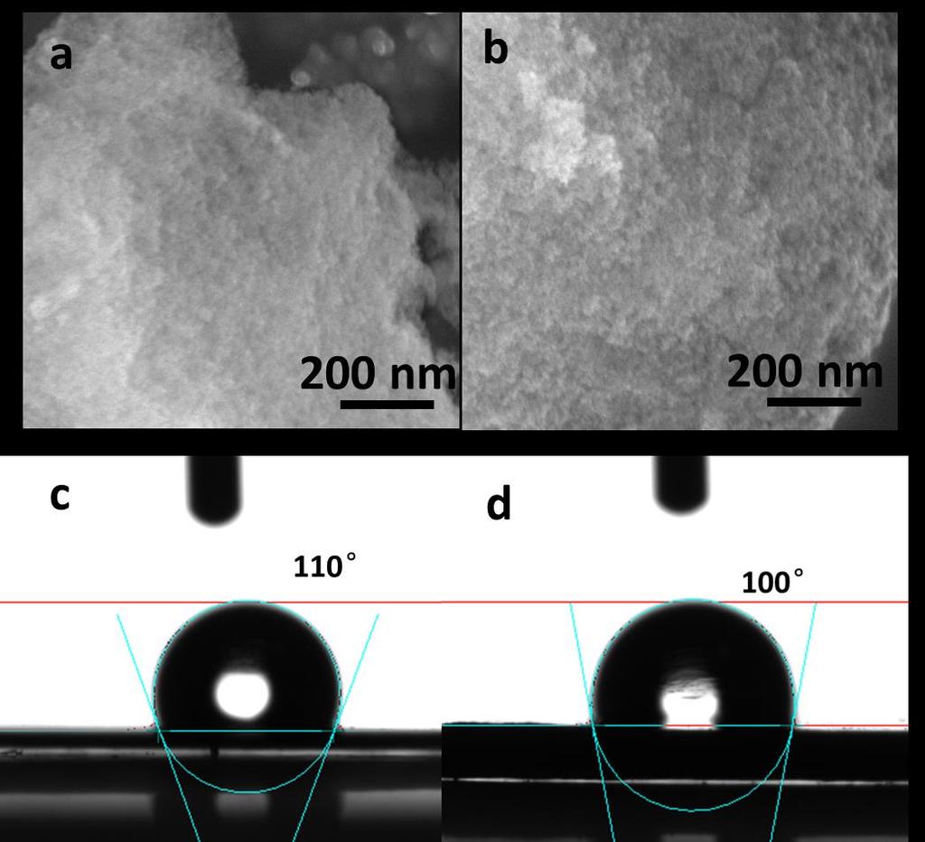 Figure S12. (a, b) SEM images of hydrophobic Fe 3 Si aerogel after 10 cycles of photothermal water evaporation form 0.5 M H 2 SO 4 and 1 M NaOH, respectively.