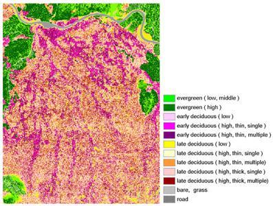 Fig.6 LIDAR vegetation classification map of the north foot of Mt.Dougo in Satoyama rural region (Koarai et al., 2010a) Fig.7 Automated landform classification of the north foot of Mt.