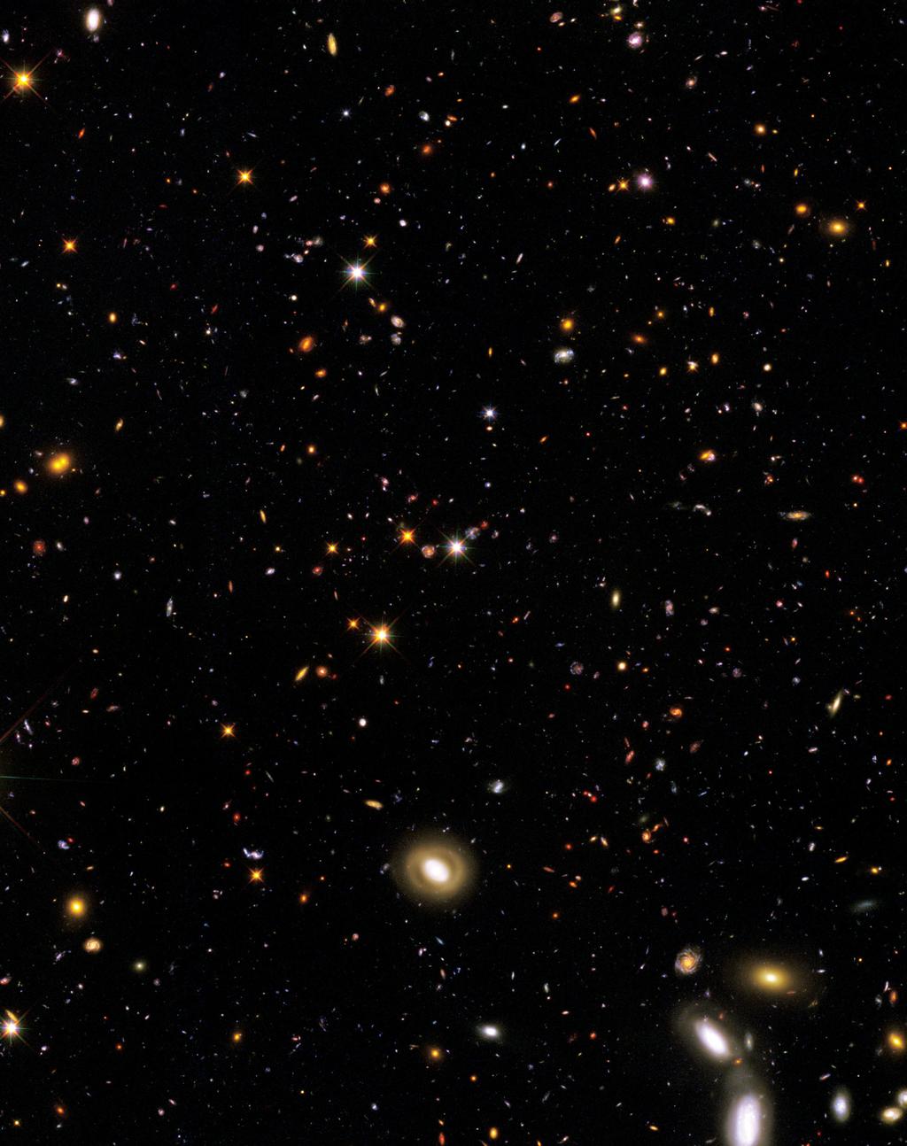 More than 12 billion years of cosmic history are shown in this panoramic view of thousands of galaxies in various stages of development.