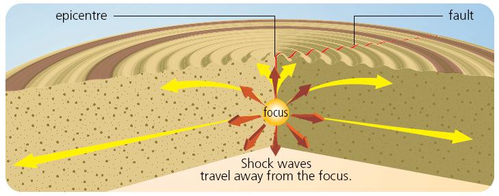 Focus and Epicenter Focus point inside the Earth where an earthquake begins (point of initial rupture).