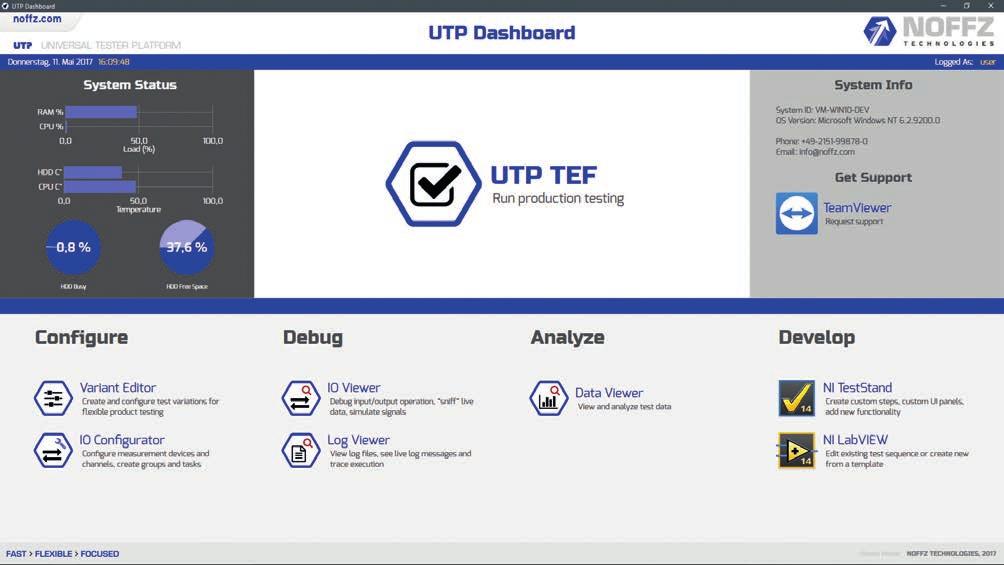Dashboard UTP DASHBOARD TOOLS AND TECHNOLOGIES READY AT HAND The UTP Dashboard is a lightweight application that serves as a starting point for all UTP based test systems software.