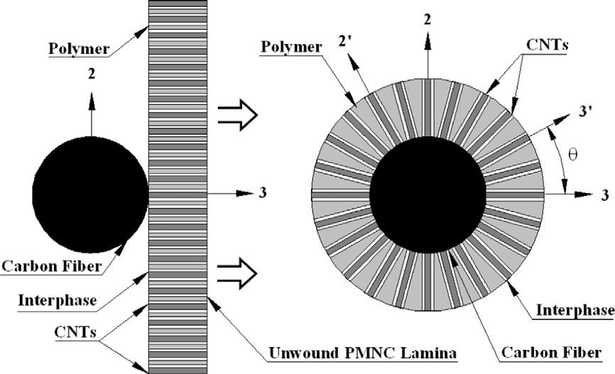 S.I. Kundalwal, M.C. Ray / Mechanics of Materials 3 (1 47 6 1 Fig. 4. Transverse cross-sections of the composite fuzzy fiber with unwound and wound polymer matrix nanocomposite.