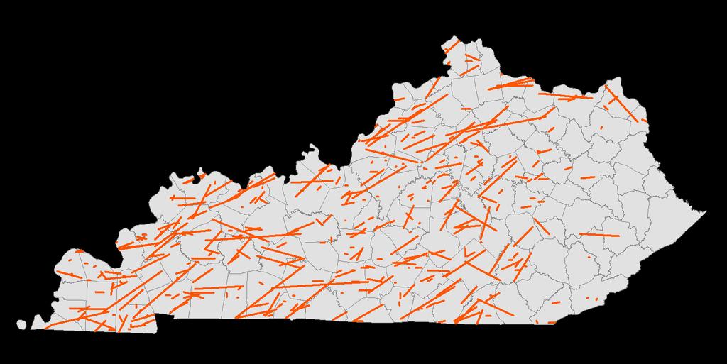 Tornado Tracks 1950-2008 Produced by the Kentucky Climate Center based on