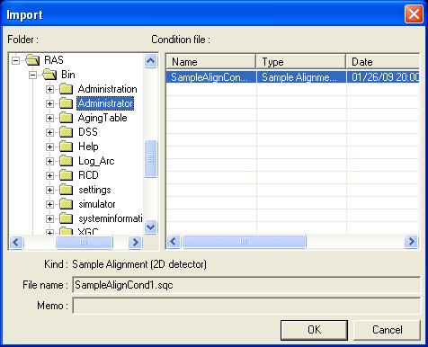 1 How to set Part conditions Import Loads the saved Part conditions. Clicking the Import button opens the Import dialog box.