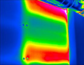Infrared camera images of the sorption store (top segment of quadrant 1) during thermal charging As the start-up of the sorption store operation was in autumn, a desorption with high solar radiation