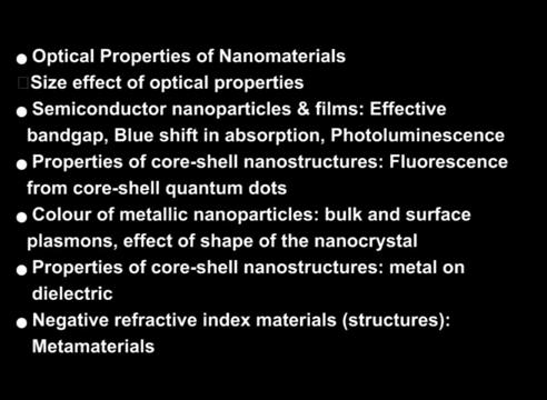 Nanostructures and Nanomaterials: Characterization and Properties Prof.Anandh Subramaniam Prof.