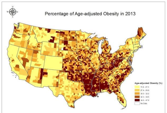 GIS for HEALTH Case Study #1: National Obesity