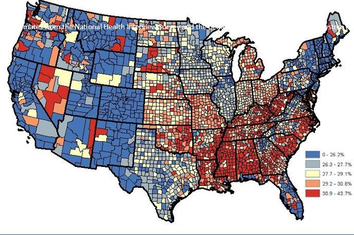 GIS for HEALTH Case Study #1: National Obesity Distribution in All Adults and Seventh-day Adventists NIH Funded