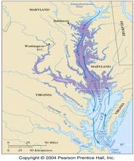 populated watershed Chesapeake Bay Estuary Stratified drowned river mouth estuary Densely populated surroundings