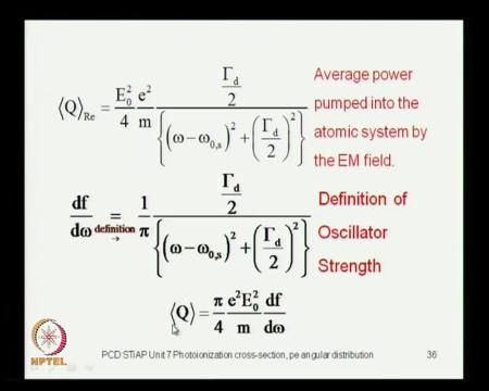 (Refer Slide Time: 08:51) And using this definition, you can write the expression for the average power, which is pumped into the atomic system by the electromagnetic