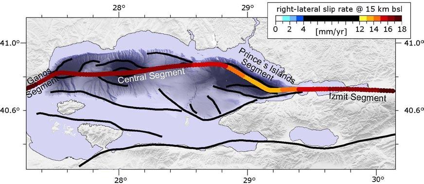 supplementary information doi: 10.1038/ngeO739 Black lines mark fault traces at the surface of the model.