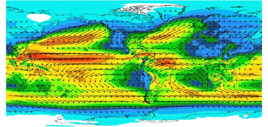 Climatology of Water Vapor Transport Global mean IVT 150 kg m 1 s 1 ECMWF ERA Interim Reanalysis