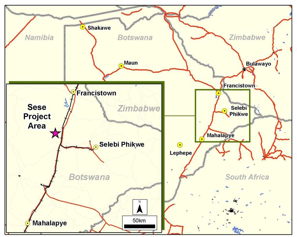 Diagram 1: Location map of the Sese Project, Botswana.