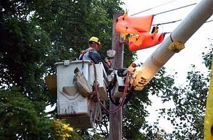 Electrical Systems Branch or SaskPower will repair broken and downed power lights/lines.