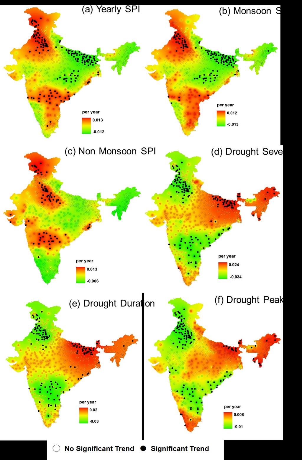 250 M.K. Goyal & A. Sharma Figure 1. Trend analysis for different drought variables at 566 stations in India The drought variables were decomposed using DWT as mentioned in the methodology section.