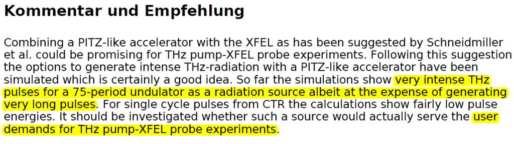 Issues for Discussion 18 Comments from DESY Beschleuniger Ideenmarkt September 2015 Interesting and remarkable experiments those can be done at PITZ within time frame of 1 year from now.