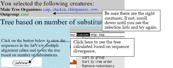 b) Select the 4 Main Tree Organisms as you did previously. Use shift-click to select more than one organism at a time. If you want to select non-adjacent organisms in a list, use appleclick.