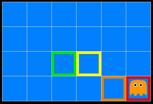Inference in Ghostbusters A ghost is in the grid somewhere Sensor readings tell how close a square is to the ghost On the ghost: red 1 or 2 away: orange 3 or 4 away: