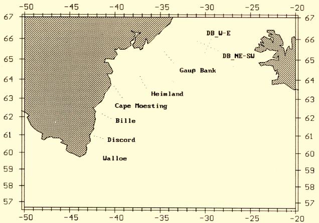 STEIN: Climatic Conditions Around Greenland 1995 45 Fig. 17. Location of national standard sections off East Greenland.