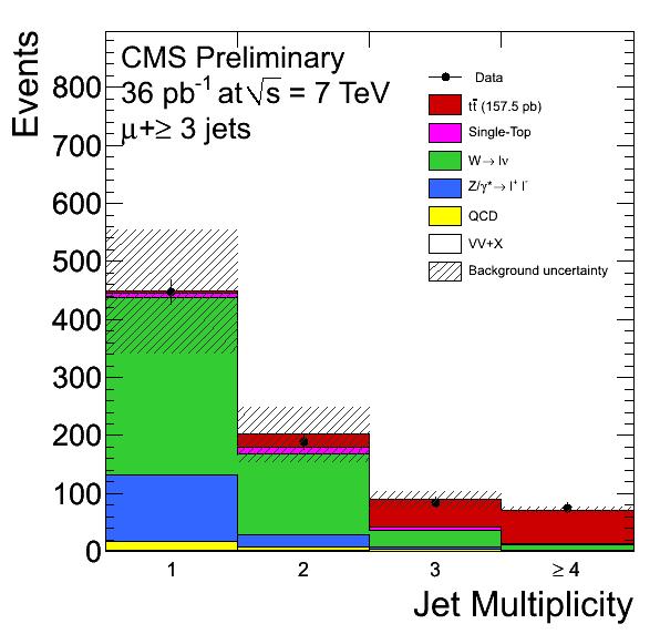 Additional Information on TOP-3 Jet multiplicity in muon channel with at least one