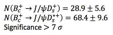 LHCb Preliminary B c -> J/ψ D s (*) : Results LHCb-PAPER-13-1 NEW Very clear signals of B c ->J/ψ D s (*), "with D s * -> D s