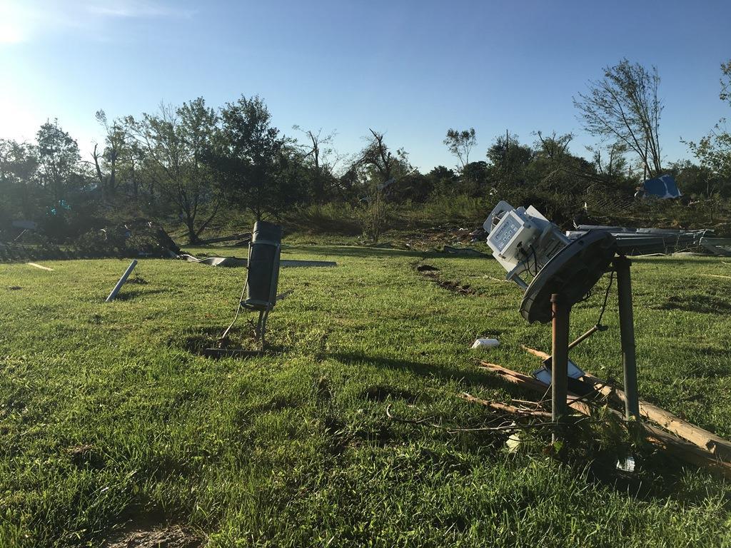 Pictured above is the destruction of cooperative weather equipment located at Crawfordsville 6SE in Montgomery County by an EF-2 tornado