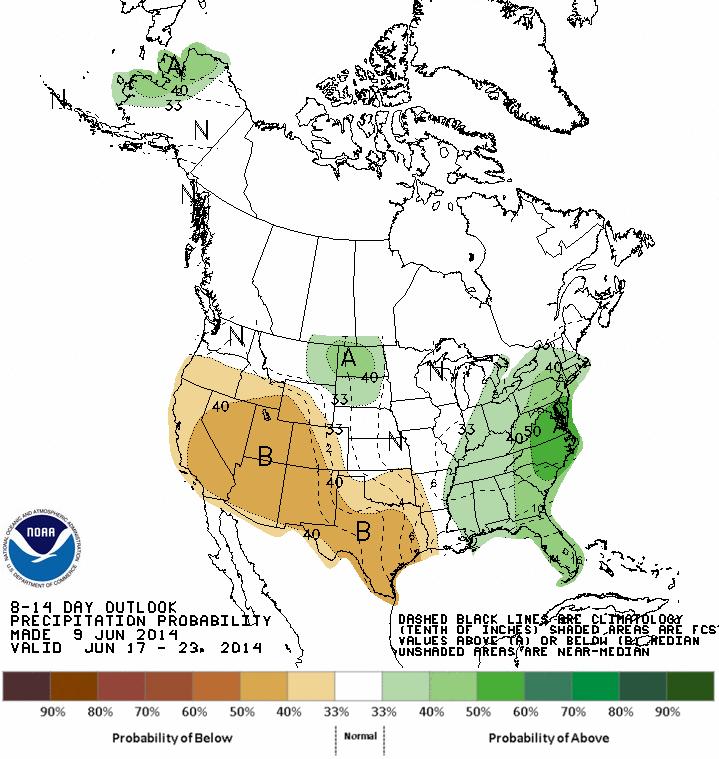 The top two images show Climate Prediction Center's Precipitation