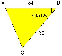 b. (5 points) In the triangle ABC ( as represented in the diagram) the angle A is 39