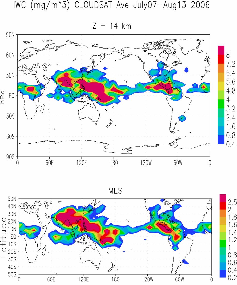 IWC at 14 km 8x4 grid @ 14km - 5 weeks CloudSat-derived derived Not