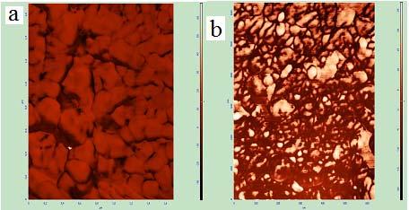 nanoparticles with definite bounder. On picture 3 is given the 3D image of surface of HDPE and nanocomposite HDPE+PbS.