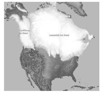 Extent of last glaciation 20,000 years BP.