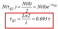 Many particles NUMBER of particles at time t, where N(0) is the number at time t=0.