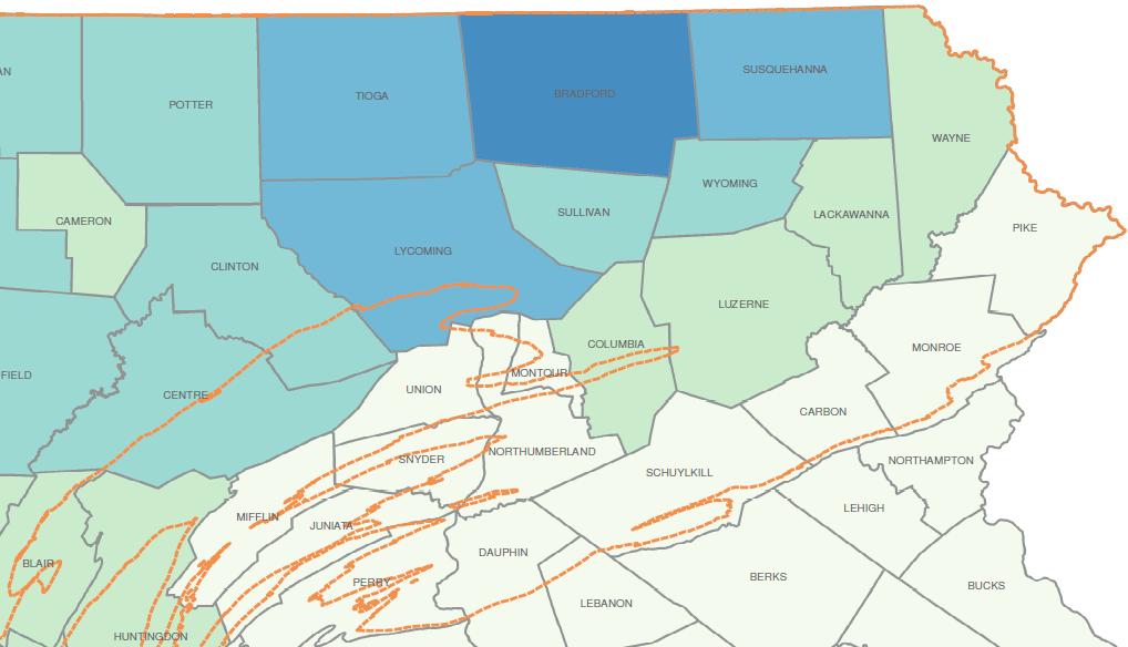Northeast PA, Number of Marcellus Shale Well Permits by