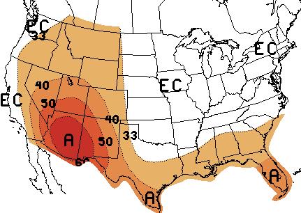 Probabilities for above normal temperatures were reduced but still reflect in increased chance for above normal temperatures in many areas -- across portions of the north-central Rockies due to