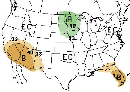 Precipitation Outlook April - August 2007 According to the NOAA/CPC forecasts issued March 15th, there is an increased risk of below average precipitation in the southwest, including parts of